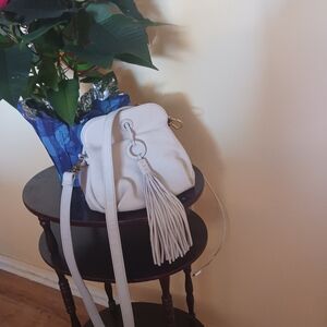 Chic Cream Tassel Crossbody Bag